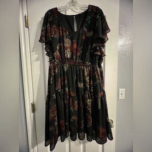Torrid Dark Floral Chiffon Flutter Sleeve Dress - 3